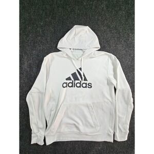 Adidas Aeroready Hoodie Mens Medium White Logo Lined Kangaroo Pocket Outerwear